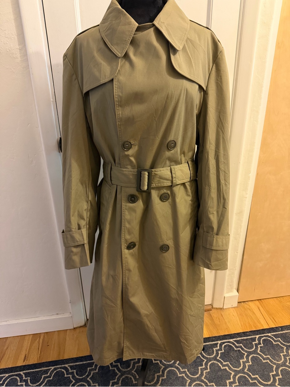 Vintage 1996 USMC All Weather Trench Coat Pewter 224 Size 40R Belted Military
